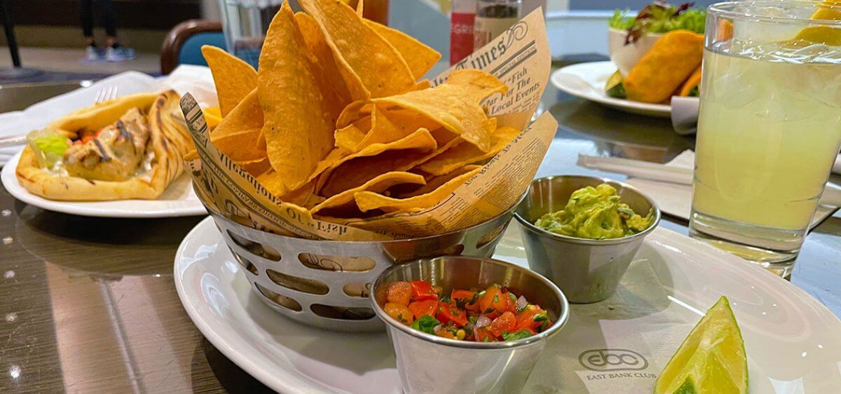 East Bank Club Grill Chips and Guacamole